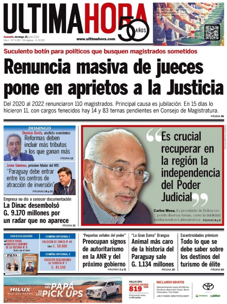 La prensa escrita de hoy 25 de junio de 2023